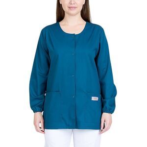 NEW ScrubZone by Landau Large Teal Scrubs Jacket 75221 Snap Close Elastic Cuff